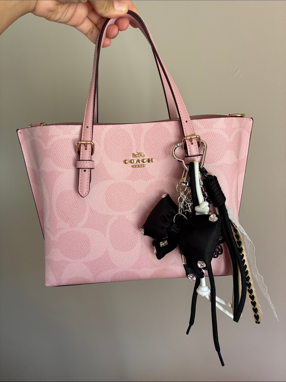 Black Bow Crystal Tassel Keychain Bag Charm